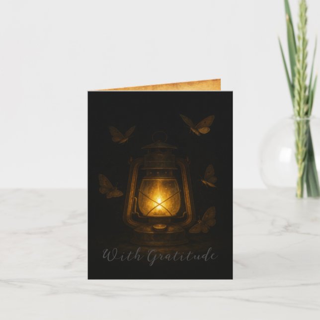 Celestial Lantern Gratitude  Letterpress Thank You Card (Front)