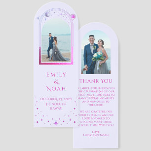 Celestial Lavender Pink Photo Wedding Thank You Bookmarks