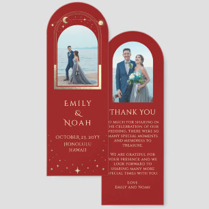 Celestial Lavender Pink Photo Wedding Thank You Bookmarks