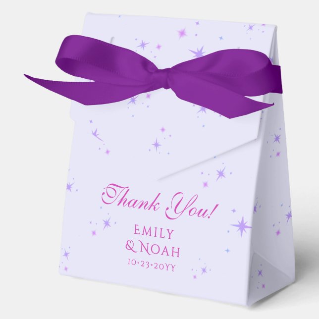 Celestial Lavender Pink Sun Moon Astronomy Wedding Favor Boxes (Front)