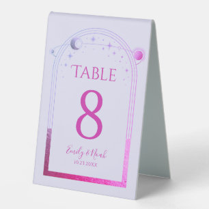 Celestial Lavender Pink Sun Moon Stars Wedding  Table Tent