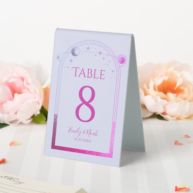 Celestial Lavender Pink Sun Moon Stars Wedding Table Tent (In SItu (Wedding))