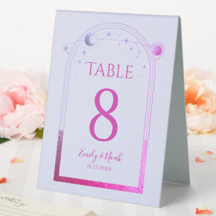 Celestial Lavender Pink Sun Moon Stars Wedding Table Tent