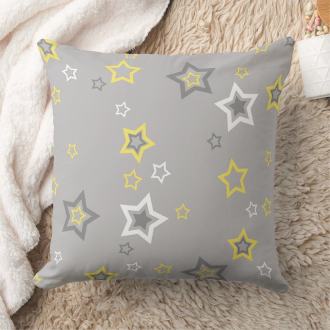 Celestial Layered Stars Whimsical Seamless Pattern Throw Pillow (Blanket)