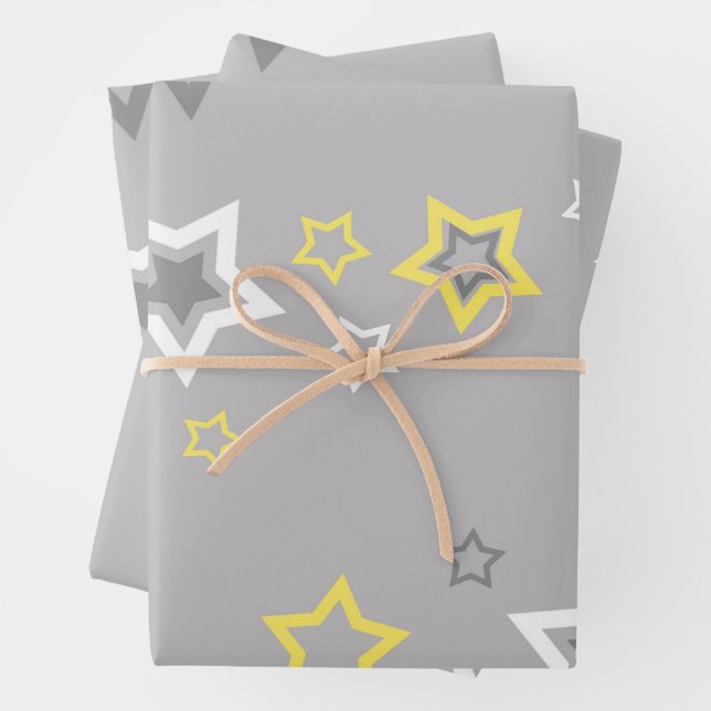 Celestial Layered Stars Whimsical Seamless Pattern Wrapping Paper Sheets (In situ)