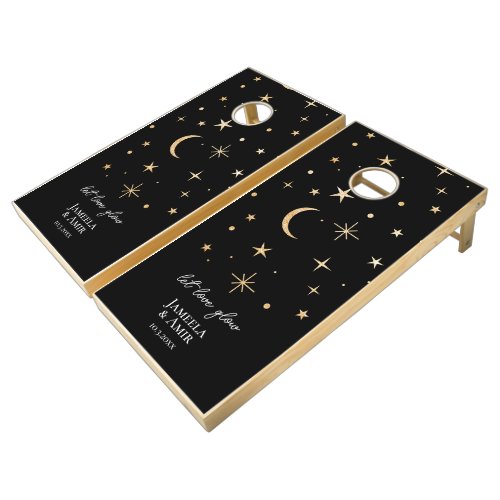 Celestial Let Love Glow Wedding Cornhole Set