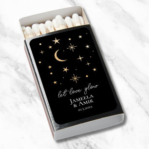 Celestial Let Love Glow Wedding Favor Matchboxes