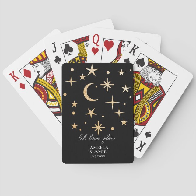 Celestial Let Love Glow Wedding Games Favor Poker Cards (Back)