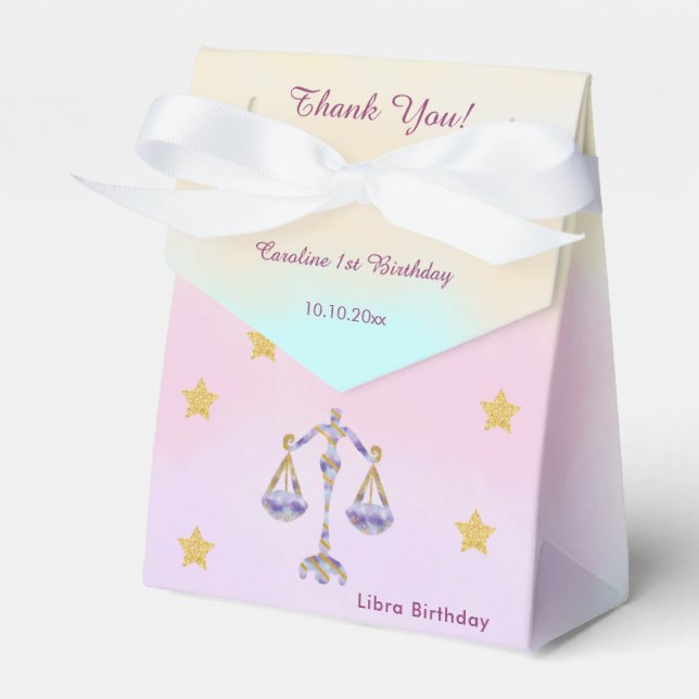 Celestial Libra Watercolor | 1st Birthday Favor Boxes (Front Side)