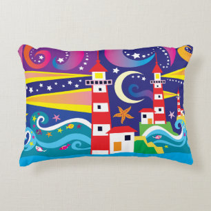Celestial Lighthouses Accent Pillow