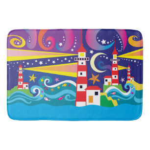 Celestial Lighthouses Bath Mat