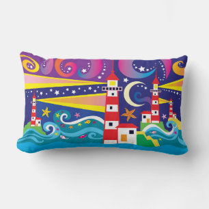 Celestial Lighthouses Lumbar Pillow