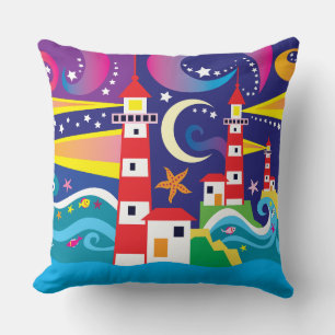 Celestial Lighthouses Throw Pillow