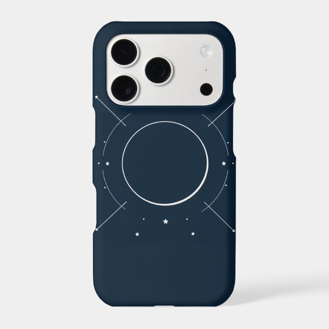 Celestial Line Art Phone Case - Navy & Silver (Back)