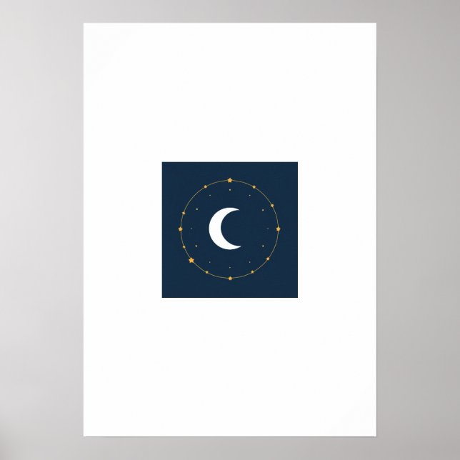 Celestial Line Art Poster - Indigo & Gold (Front)