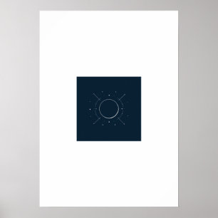 Celestial Line Art Poster - Navy & Silver