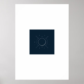 Celestial Line Art Poster - Navy & Silver