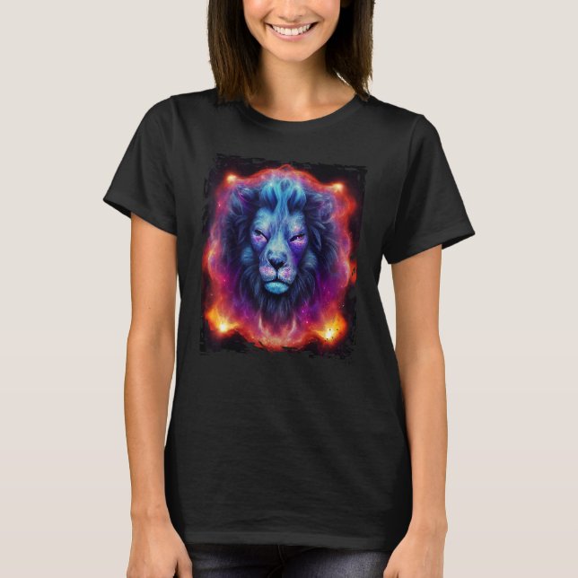 Celestial Lion God In Space Leo Zodiac Universe Ga T-Shirt (Front)