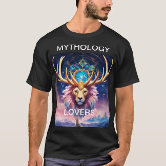 Celestial Lion Stag: Mythic Fusion T-Shirt