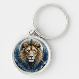 Celestial Lion Watercolor Moonlit Lion Spirit A Keychain