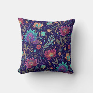 Celestial Lotus Bloom Throw Pillow