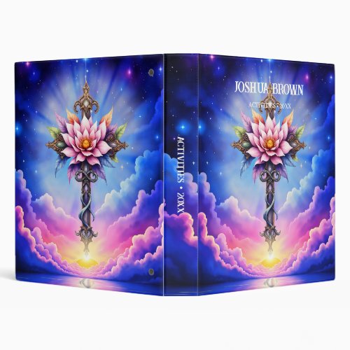 Celestial Lotus Cross  3 Ring Binder