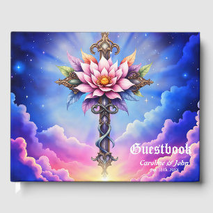 Celestial Lotus Cross Guest Book