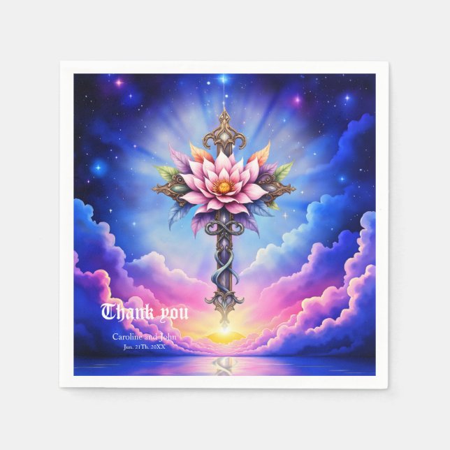 Celestial Lotus Cross  Napkins (Front)