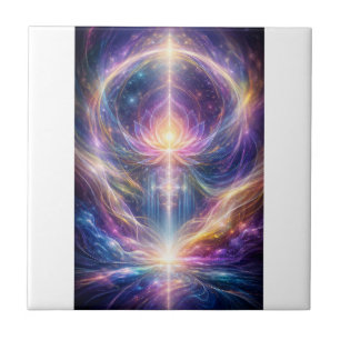 Celestial Lotus Energy – New Age Abstract Spiritua Ceramic Tile