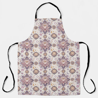 Celestial Lotus Mandala Spiritual Design Pattern Apron