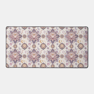 Celestial Lotus Mandala Spiritual Design Pattern Desk Mat