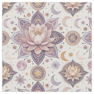 Celestial Lotus Mandala Spiritual Design Pattern Fabric