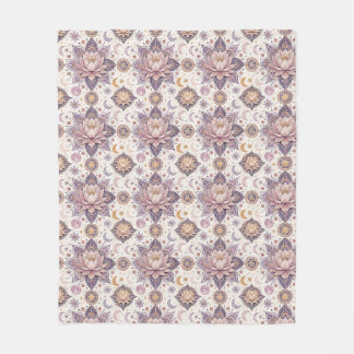 Celestial Lotus Mandala Spiritual Design Pattern Fleece Blanket