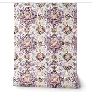 Celestial Lotus Mandala Spiritual Design Pattern Wallpaper