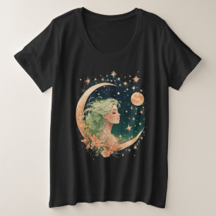 Celestial Love: Mystic Moon Tattoo Plus Size T-Shirt