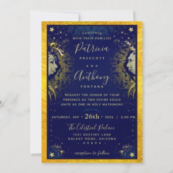 Celestial Love Square "together With" Wedding Invi Invitation by juliea2010 at Zazzle