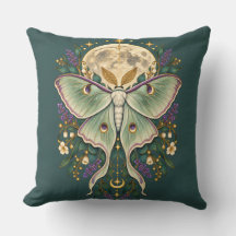 Celestial Luna Moth Moon Deep Teal Botanical