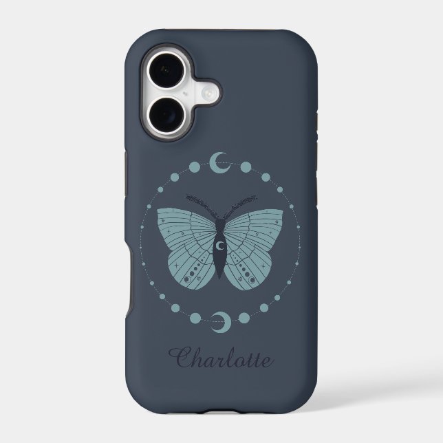 Celestial Luna Moth Moon Phases Name Iphone Case (Back)