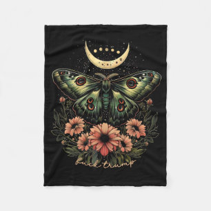 Celestial Luna Moth Subtle Anti Trump Fleece Blanket