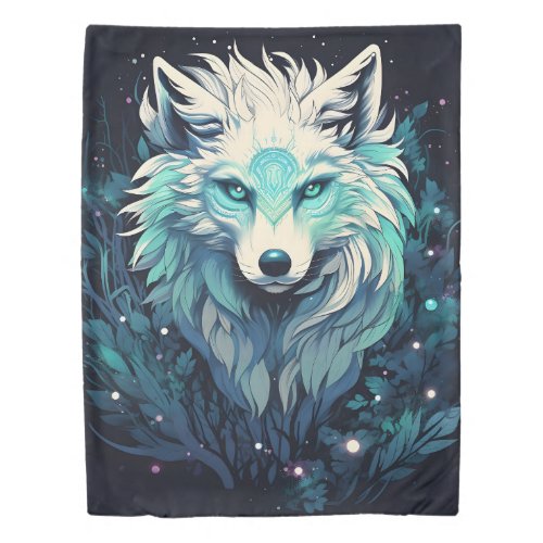 Celestial Lunar Wild Wolf Duvet Cover