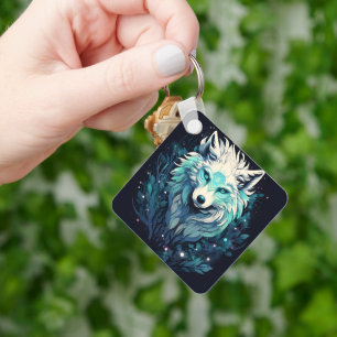 Celestial Lunar Wild Wolf Keychain