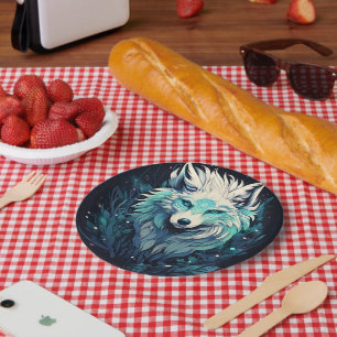 Celestial Lunar Wild Wolf Paper Plates
