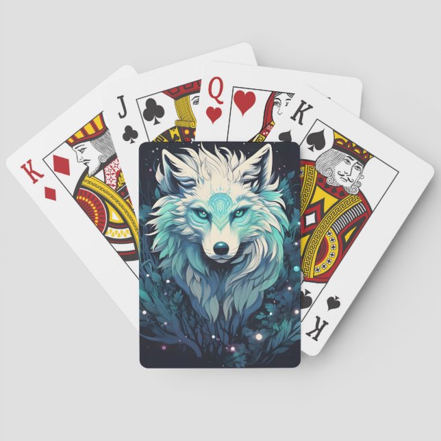 Celestial Lunar Wild Wolf Poker Cards (Back)