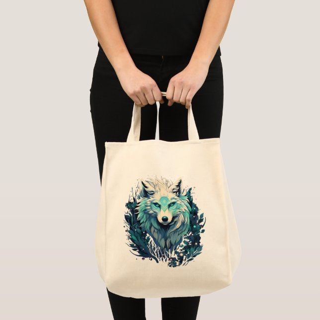 Celestial Lunar Wild Wolf Tote Bag (Front (Product))