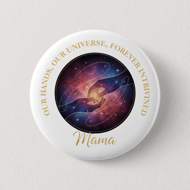 Celestial Mama Hands Galaxy Universe Button (Front)