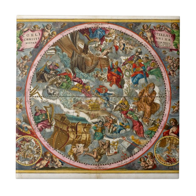 Celestial Map Antique I Ceramic Tile (Front)