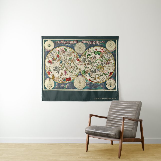 Celestial Map Cartography Frederik de Wit Tapestry (In Situ (Horizontal))