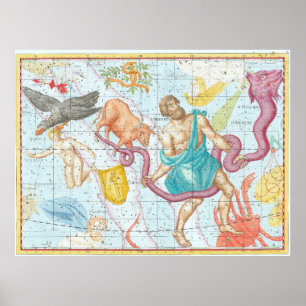 Celestial Map from 1801 Poster