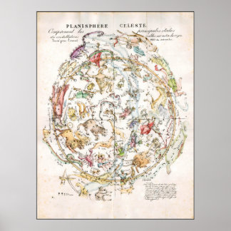 Celestial Map Vintage Poster