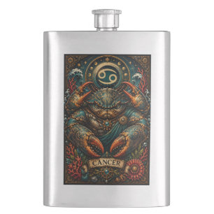 Celestial Masculine Cancer Taurus design Flask